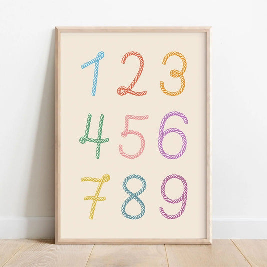 Kids Number Print, Colorful Counting Poster, Cute Cowboy Numbers