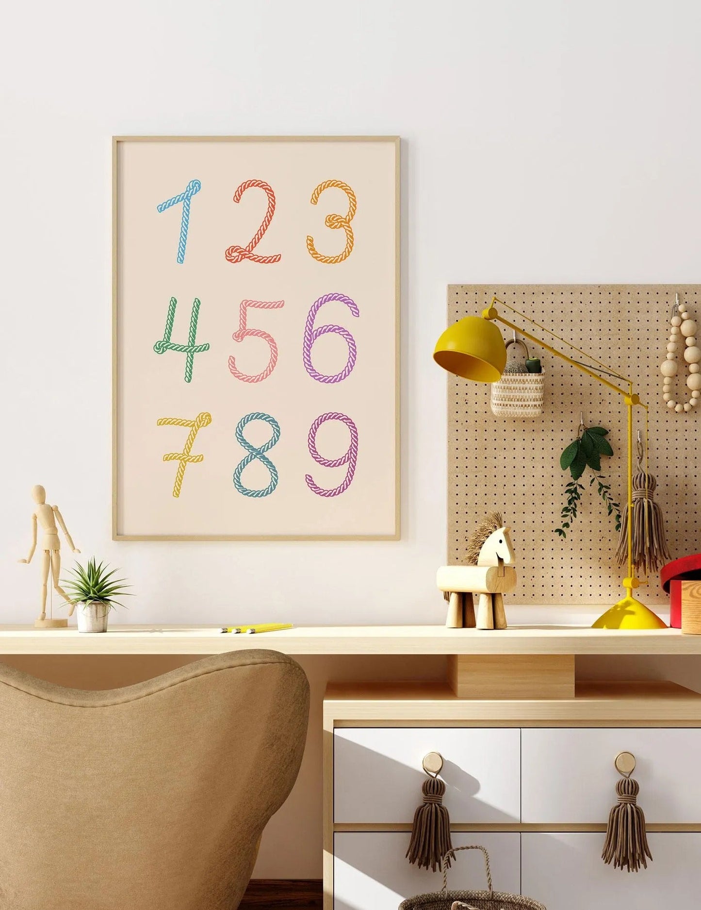 Kids Number Print, Colorful Counting Poster, Cute Cowboy Numbers