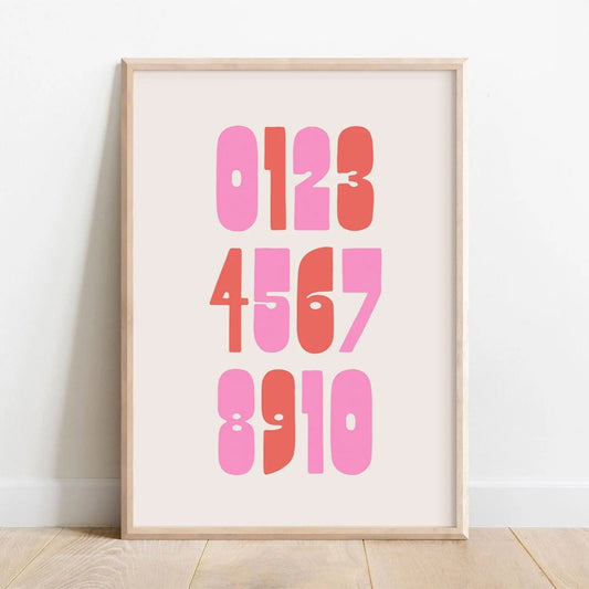 Kids Number Poster, Colorful Wall Art, Bold Nursery Decor