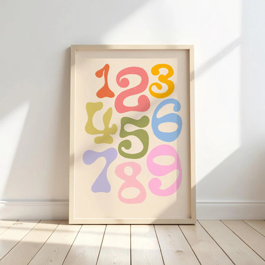 Whimsical Numbers Print - Kids Educational Wall Art - Quirky Nursery Decor