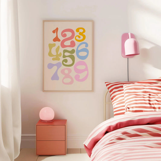 Whimsical Numbers Print - Kids Educational Wall Art - Quirky Nursery Decor